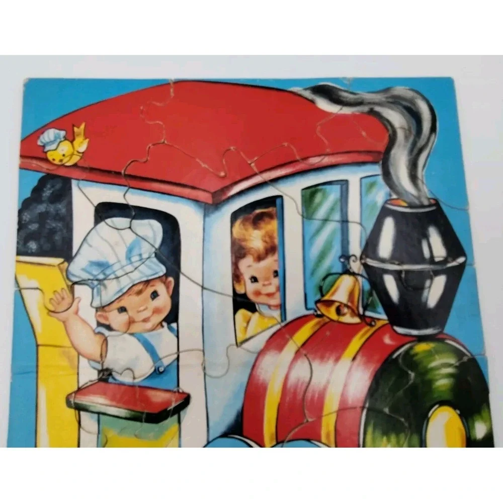 1950‎ TRAIN Jigsaw Puzzle Jean Tamburine rare VTG 📸SEE PICS📸